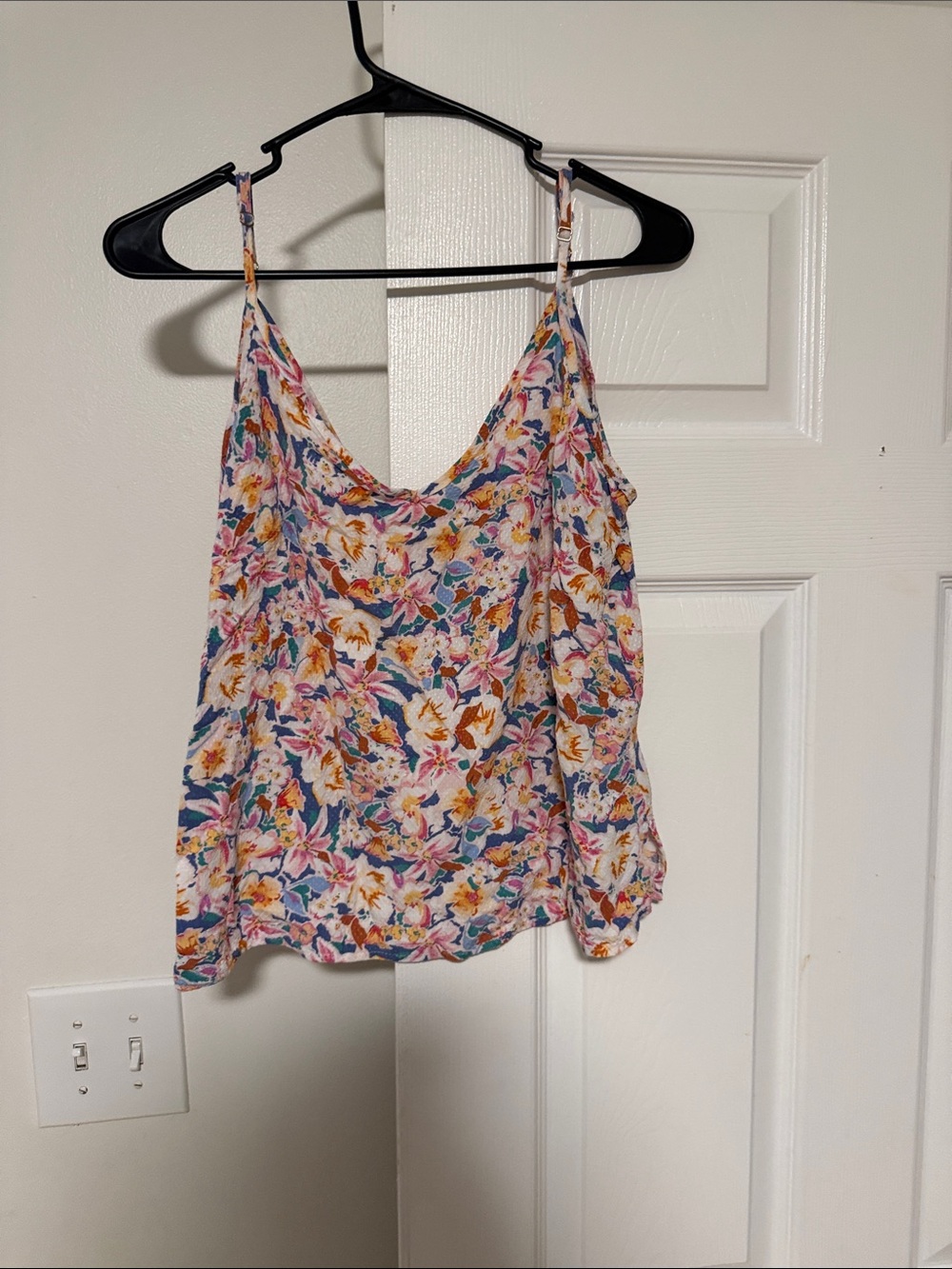 Floral Print Spaghetti Strap Tank Top - Pink/Mustard